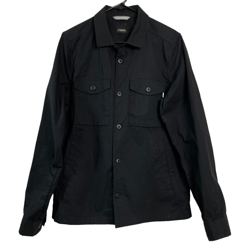 Vuori Ripstop Shirt Mens Large Black Jacket Button Long Sleeve Pockets Outdoors